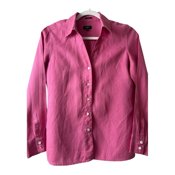 Talbots Pure Irish Linen Button-Up Shirt – Pink – Size 6P C021 - Picture 2 of 8